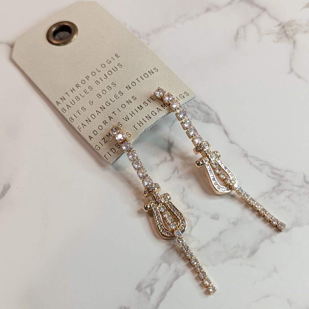 Anthropologie Pavé Buckle Drop Earrings
